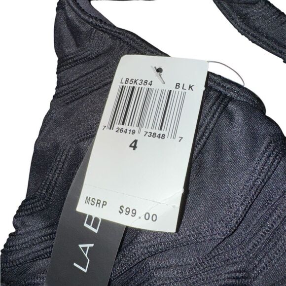 La Blanca NWT Textured Halter Tankini Black Size 4 - Picture 4 of 4